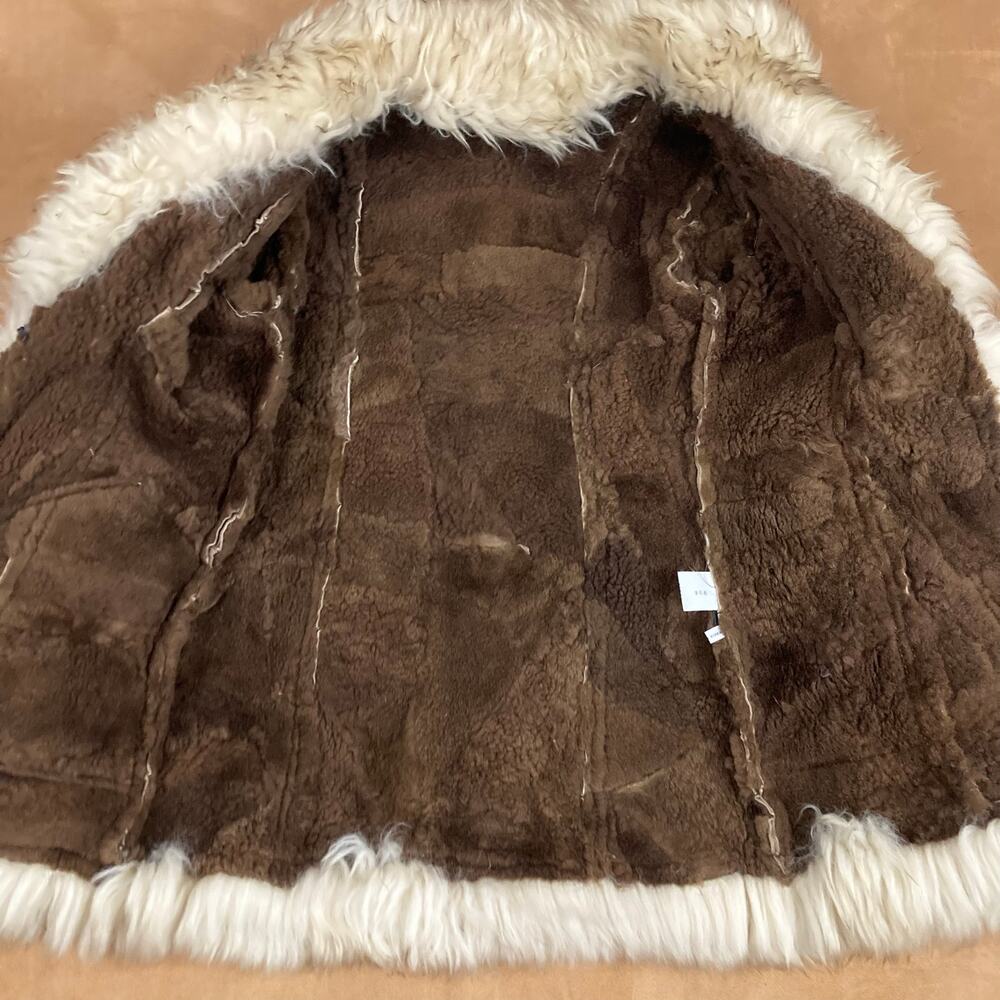 Genuine Shearling Sheepskin Patchwork Leather Coa… - image 7